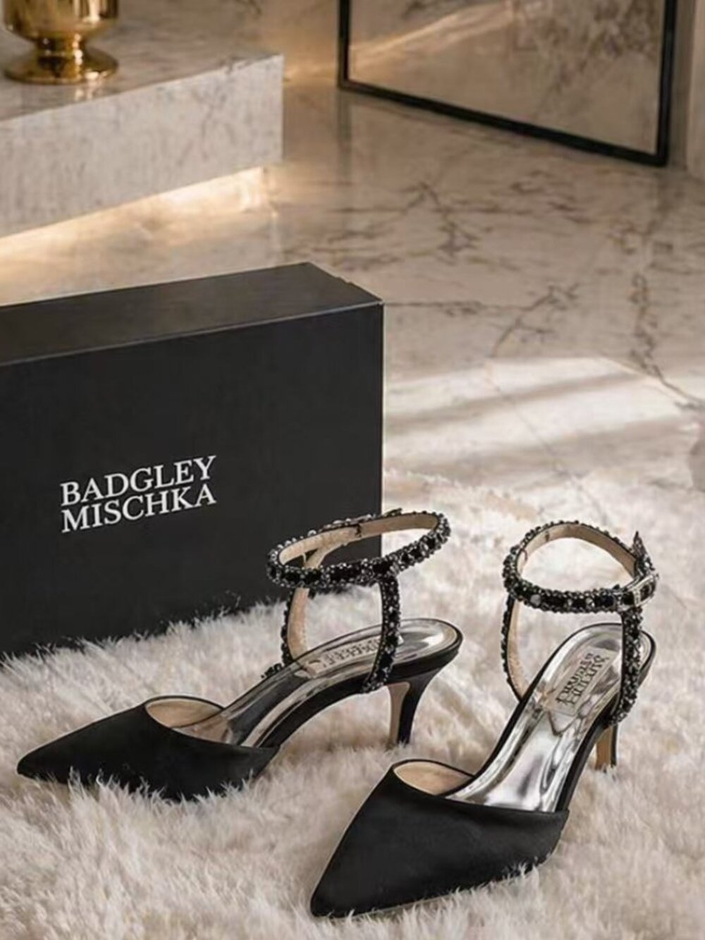 Badgley Mischka Galaxy Rhinestone Ankle-Strap Pointed-Toe Pumps